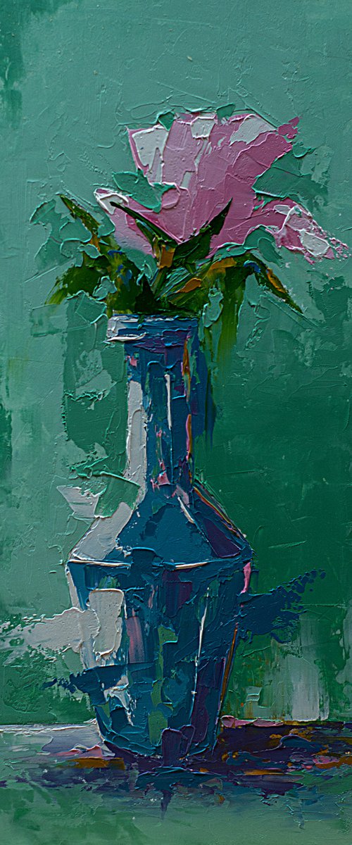 Modern still life painting with flower in vase by Marinko Šaric