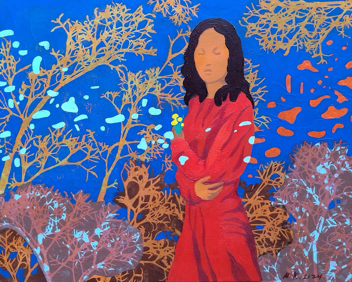 Portrait Collage By Margot Raven, 20 X 16", The First Warm Day, Original Artwork