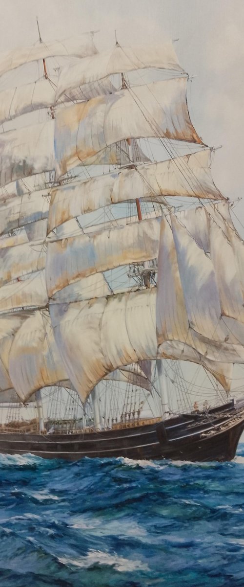 THE CUTTY SARK AT SEA IN FINE WEATHER by Peter Goodhall