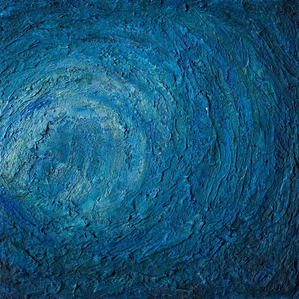 Organic Abstract Acrylic Painting By Peter Zelei, 20 X 20", The Great Wave, Original Artwork