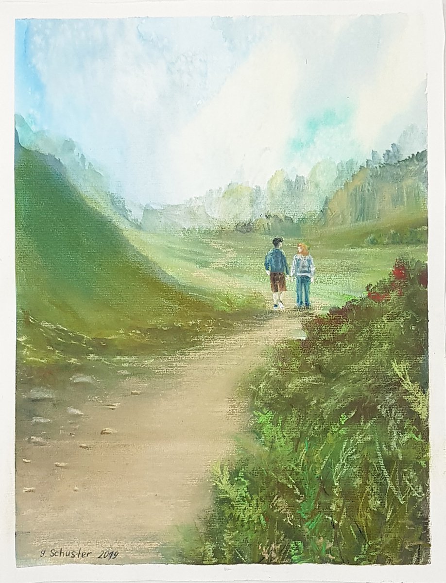 Impressionistic Landscape Pastel Drawing By Yulia Schuster, 10 X 13", You Are My Songs, Original Artwork