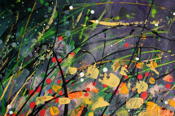 "Deep Down" #1  - Large original abstract floral landscape