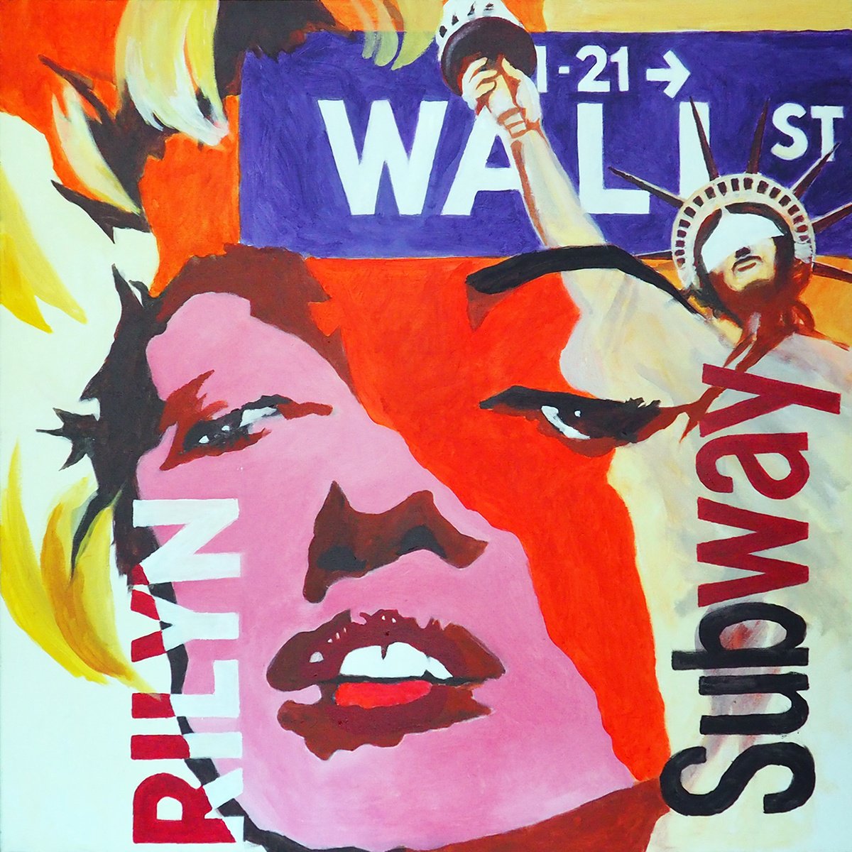 Expressive Portrait Acrylic Painting By Nicolas Goia, 39 X 39", Marilyn Portrait 5, Original Artwork