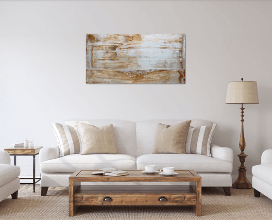 "Amber Waves" - FREE USA SHIPPING - Original Large PMS Acrylic Painting On Board - 48 x 24 inches