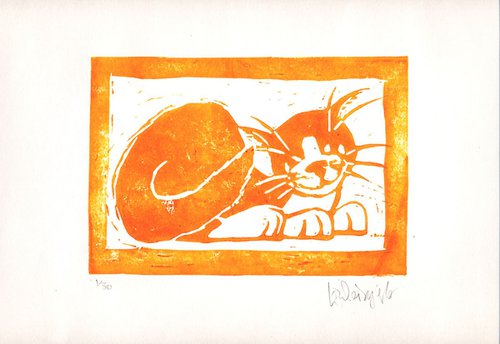 Happy Cat 01 - Orange by Louise Diggle