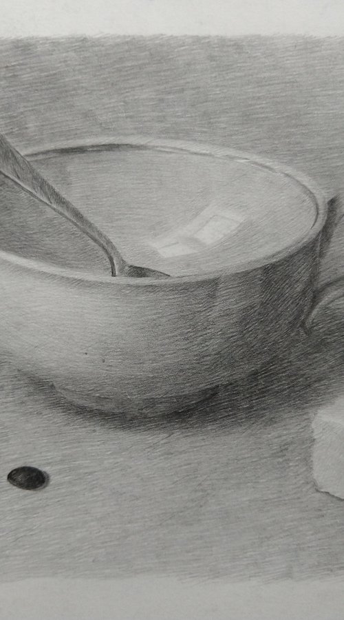 Still life # Cafe. Original pencil drawing. by Yury Klyan