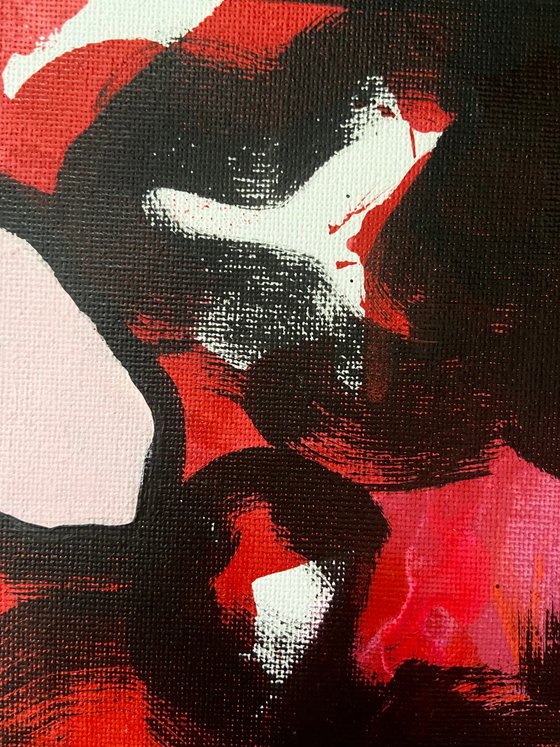 LOCKDOWN PASSTIME- pink red and black passionate painting, abstract emotional expressive