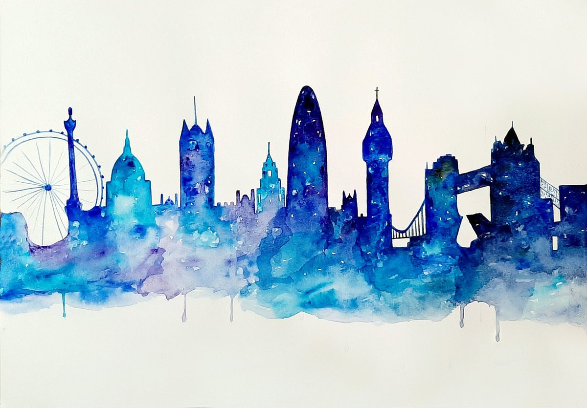 Geometric Watercolour , Once In London By Luba Ostroushko, 12 X 16, Artwork For Sale On Artfinder
