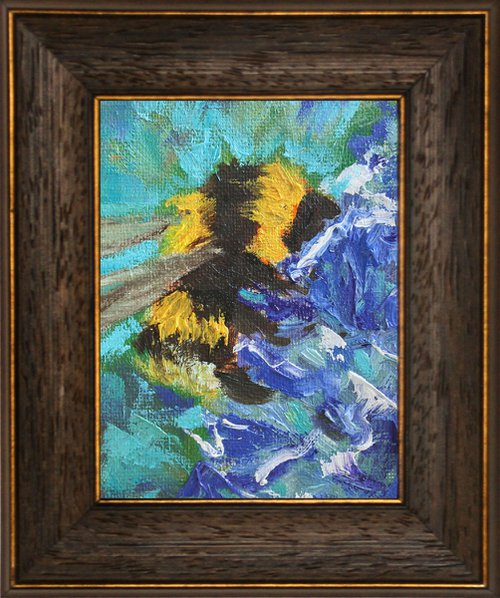BUMBLEBEE 04... framed / FROM MY SERIES "MINI PICTURE" / ORIGINAL PAINTING by Salana Art Gallery