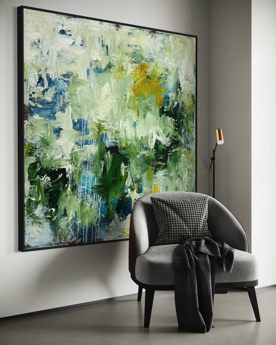 Abstract Landscape Acrylic Painting By Omar Obaid, 59 X 59", Constellation, Original Artwork