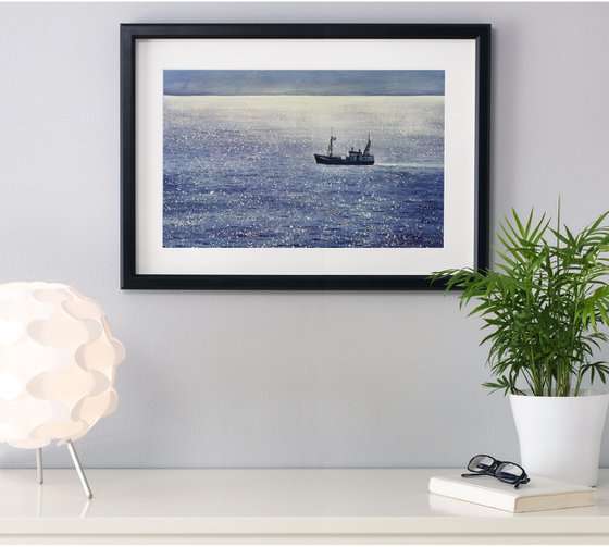 Calm - Fishing boat - ship - sea craft - seascape