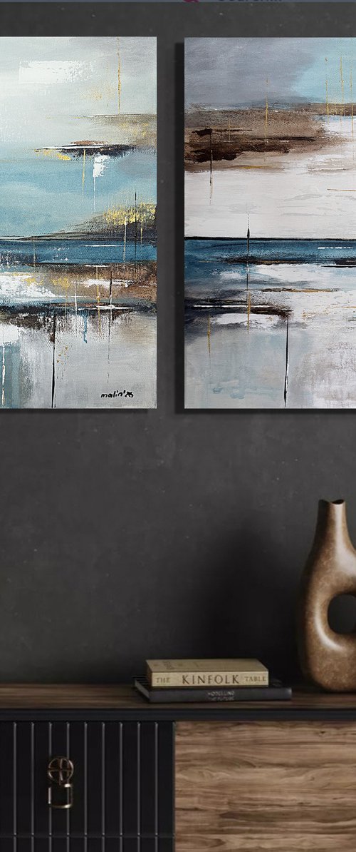 Gilded Stillness Diptych by Tatiana Malinovscaia