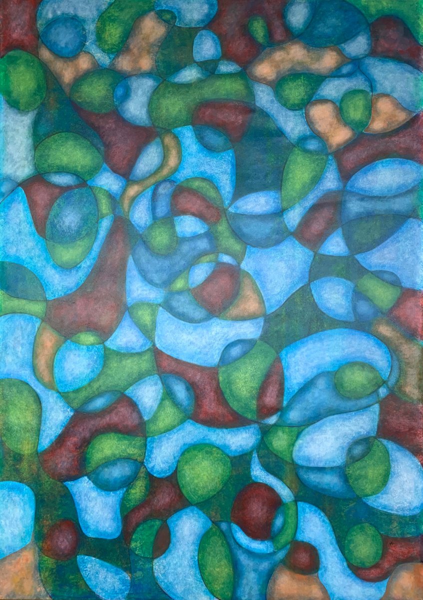 Abstract Acrylic Painting By Maarit Korhonen, 39 X 55", Fugue, Original Artwork