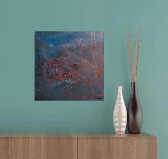 Abstract with copper and red lines
