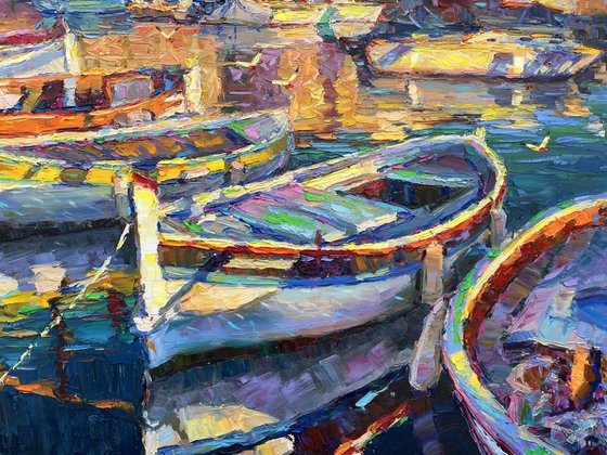 ""Boats at the pier""