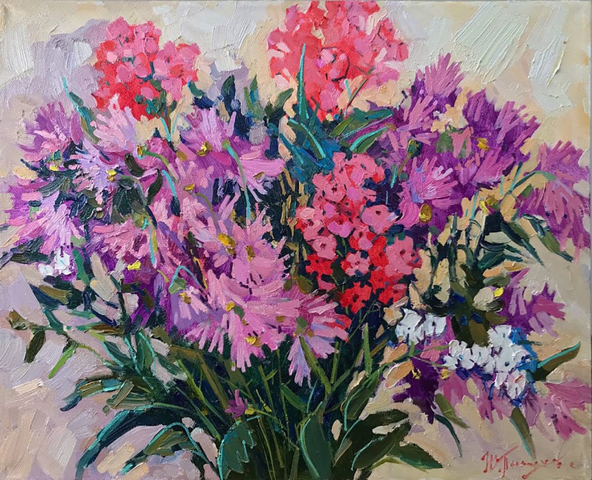 Impressionistic Botanical Oil Painting By Yuliia Pastukhova, 24 X 20", Flowers, Original Artwork