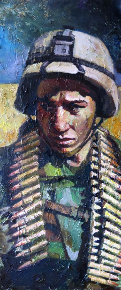 Large Oil Painting "Disgust"-Contemporary,Military by QI Debrah