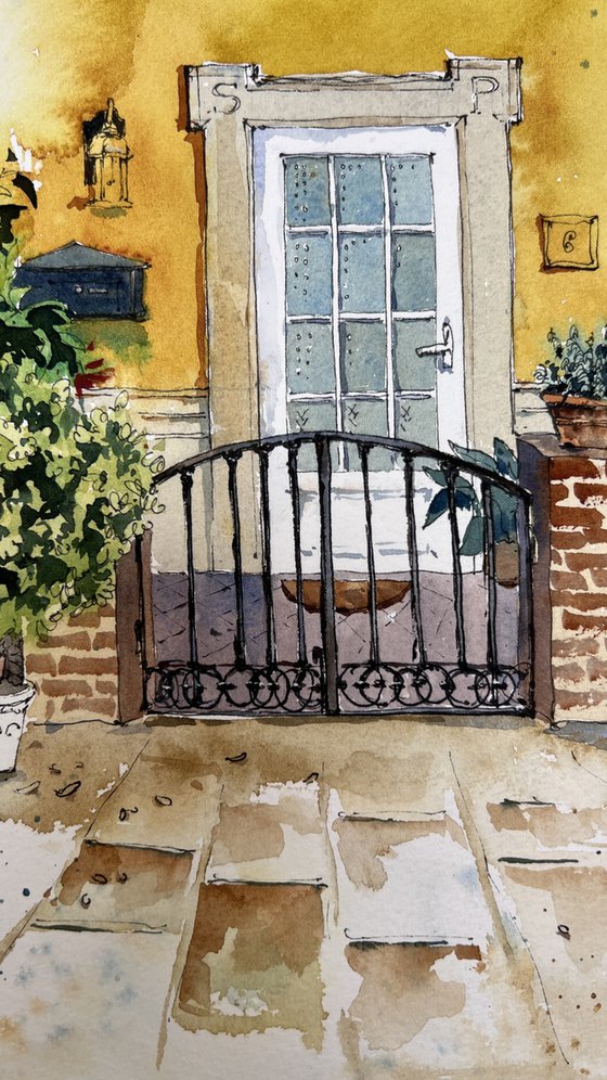 Spanish Courtyard with Cat