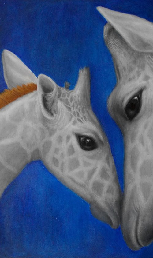 animal painting "White Giraffes" by Tatyana Mironova