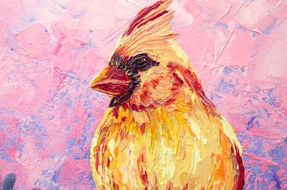 Cardinal bird - original oil painting