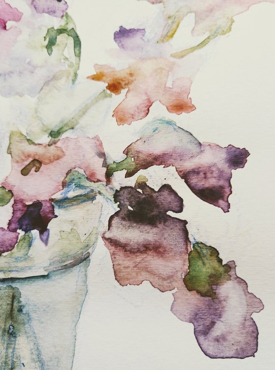 Sweet pea (Charming). Original watercolour painting. 2021