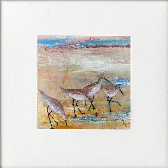 Wading Birds on the beach framed