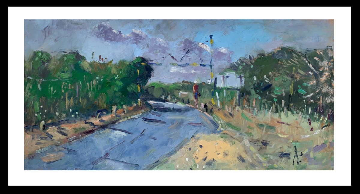 Impressionistic Landscape Oil Painting By Andre Pallat, 29 X 17, The Road To West Beach, Original Artwork