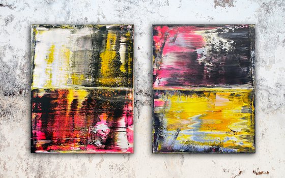 "Come As You Are" - FREE WORLDWIDE SHIPPING + Save As A Series - Original PMS Abstract Diptych Acrylic Paintings On Canvas - 32" x 20"