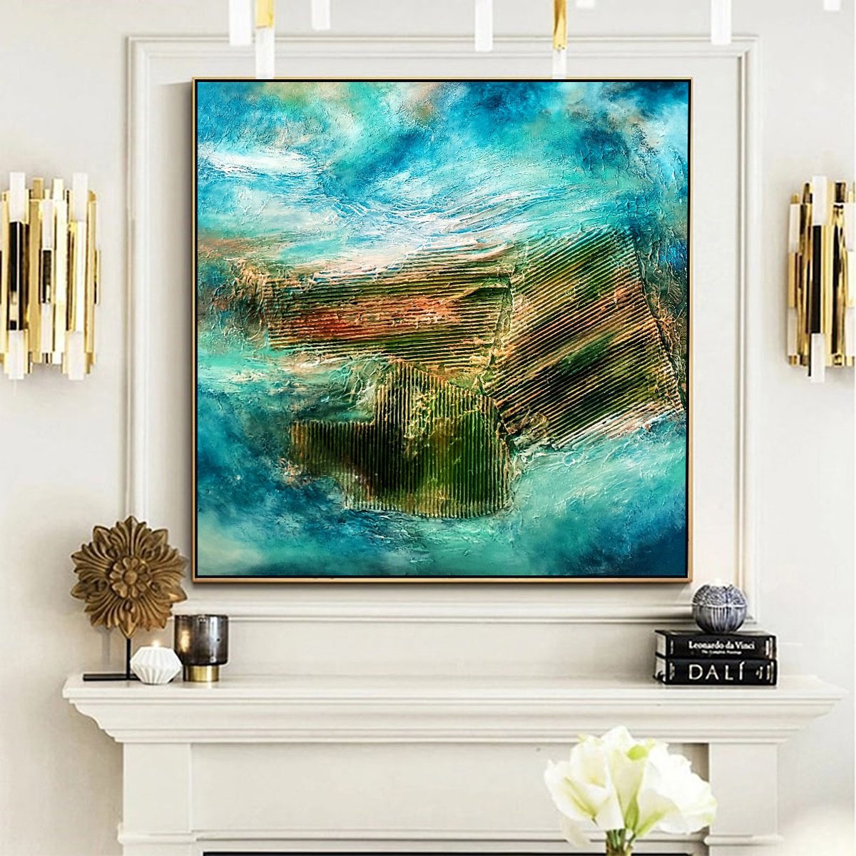 Organic Abstract Acrylic Painting By Alexandra Petropoulou, 39 X 39, Skiathos, Original Artwork