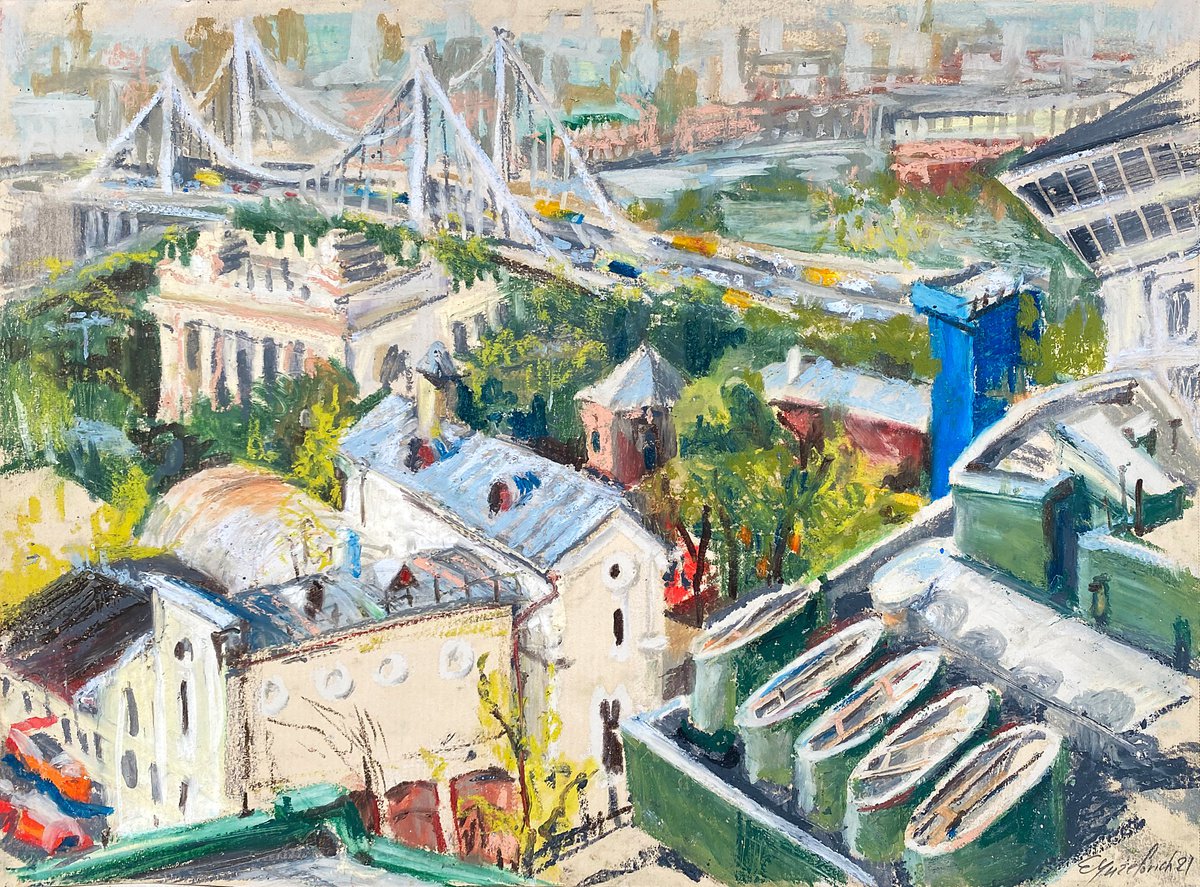 Impressionistic Pastel Drawing , Gorky Park, Moscow By Elena Yuzefovich, 16 X 12, Artwork For Sale On Artfinder