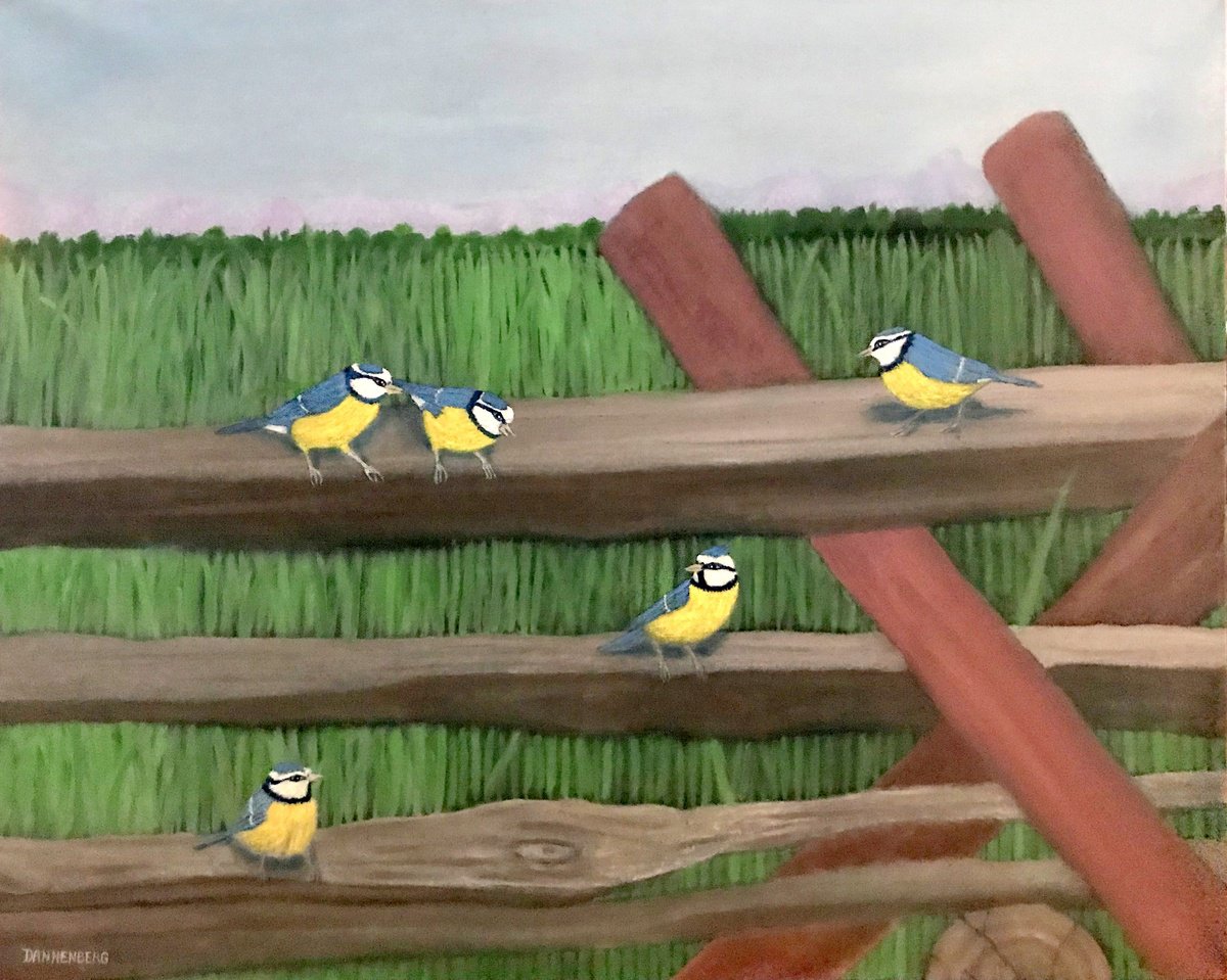 Impressionistic Animal Oil Painting By Leslie Dannenberg, 30 X 24", Birds Of A Feather, Original Artwork