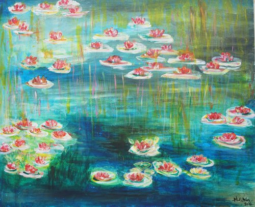 The Water Lily Pond in Monet Garden by Helen  Ma