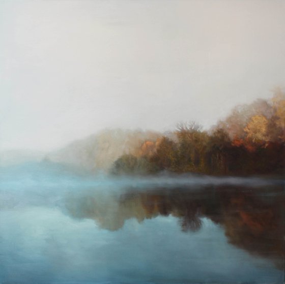 " Morning fog " River neutral oil art