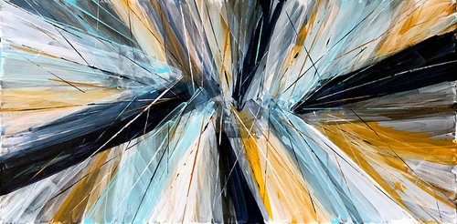 Indigo Ocher Blue  White Abstract Art. by Marina Skromova