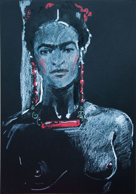 Frida #2 Oil pastel drawing