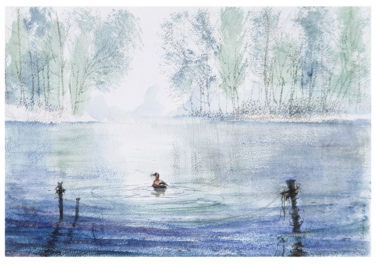 Impressionistic Landscape Watercolour By Yulia Schuster, 11 X 8", Enchanting Morning, Original Artwork