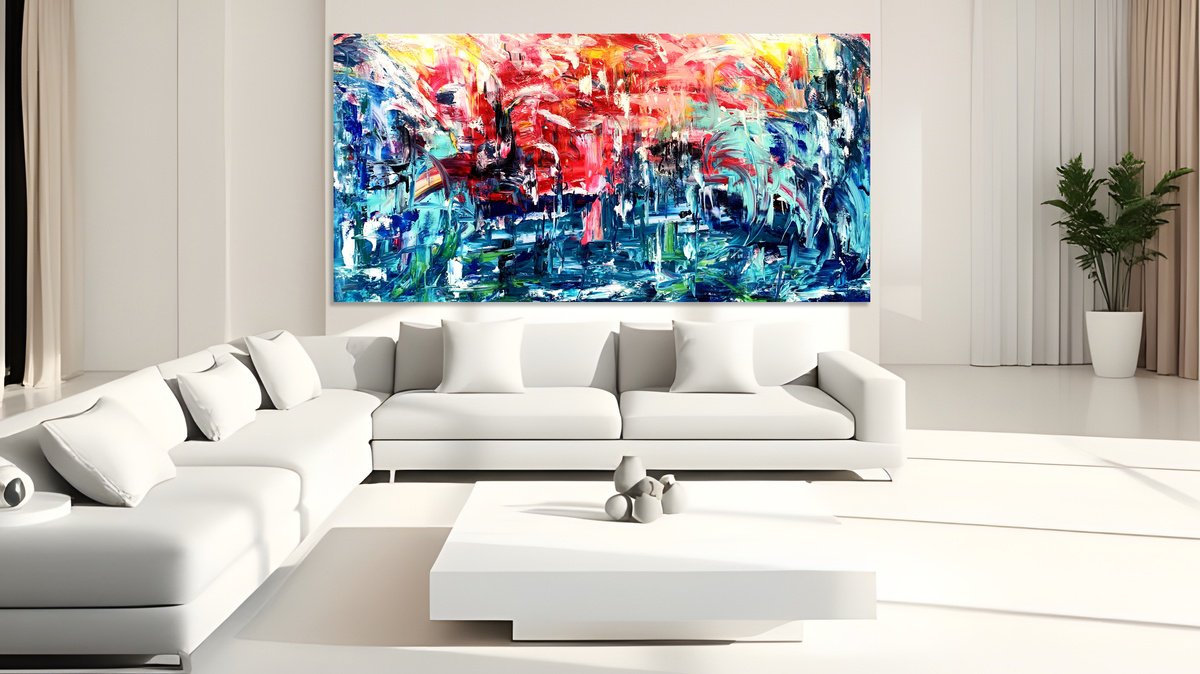 Organic Abstract Acrylic Painting By Estelle Asmodelle, 79 X 39, Amphitheatre Of The Confident, Original Artwork