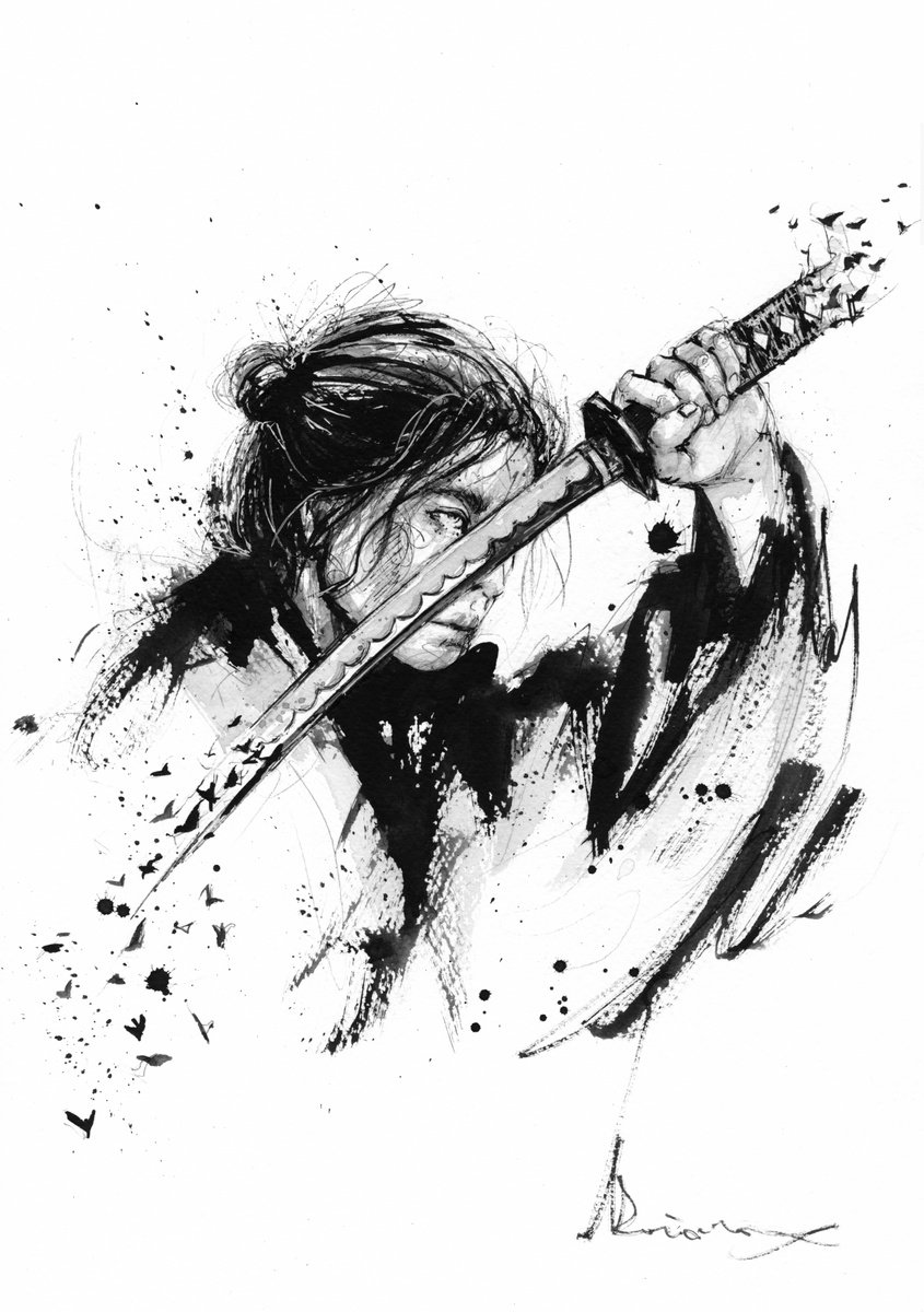 Expressive Portrait Ink Drawing By Doriana Popa, 8 X 12, Gear, Original Artwork