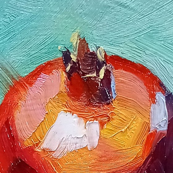 'POMEGRANATE WITH QUINCE' - Small Oil Painting on Panel Ready to Hang