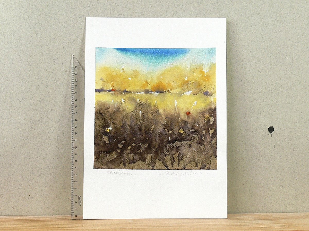 Expressive Abstract Watercolour By Marin Victor, 7 X 7", Abstraction, Watercolor Art., Original Artwork