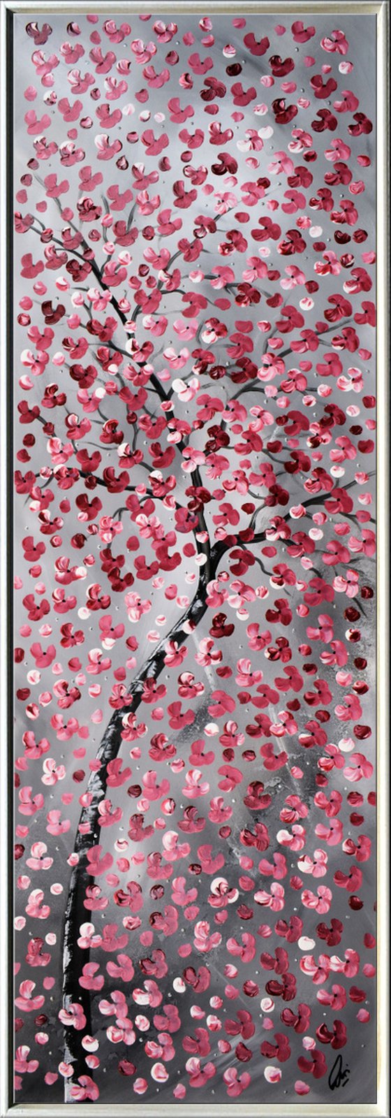 Hundred Wishes  acrylic abstract painting cherry blossoms nature painting framed canvas wall art