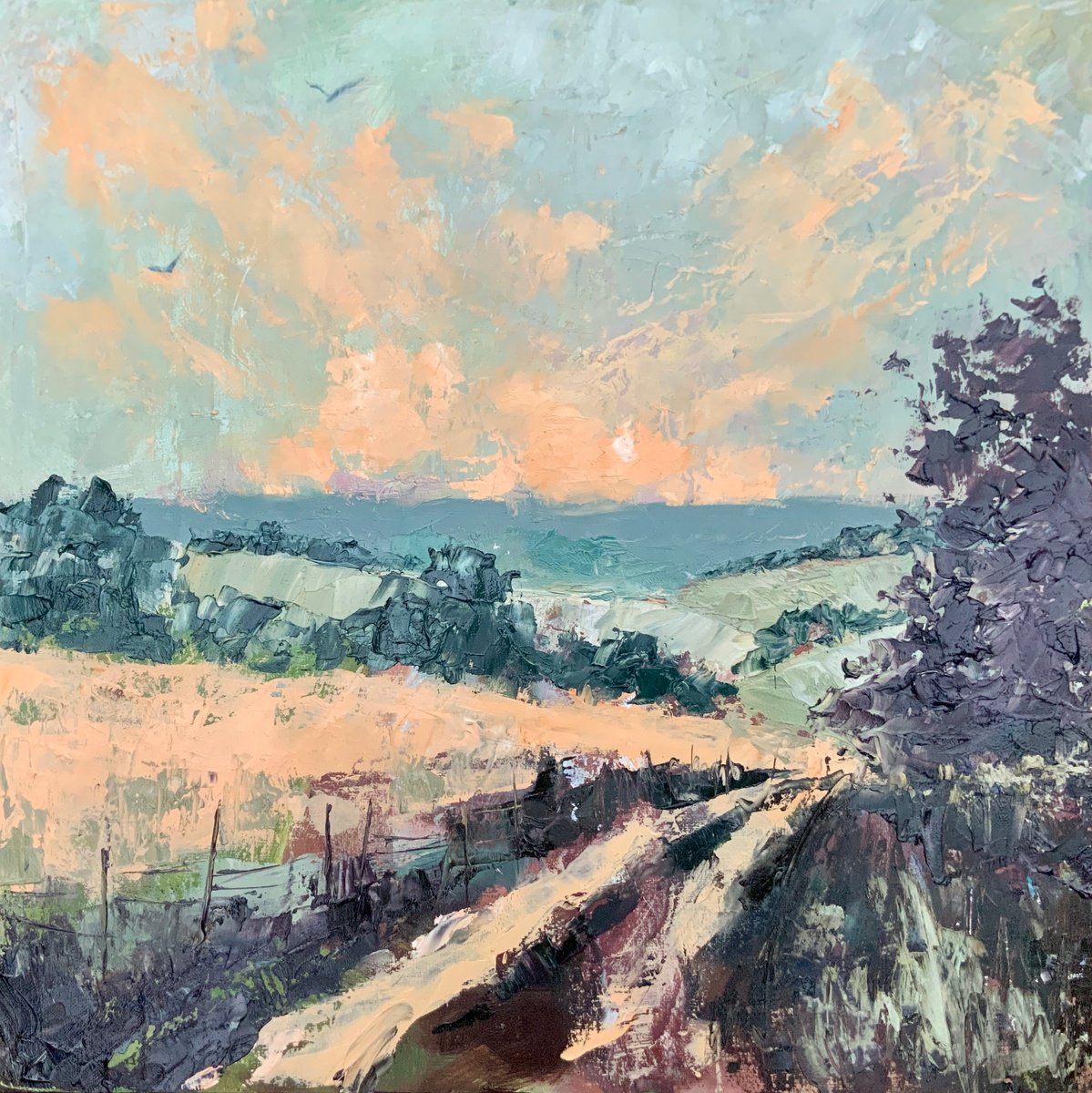 Quiet Fields At Dusk By Alexandra Jagoda (Ovcharenko), 20 X 20, Artwork For Sale On Artfinder