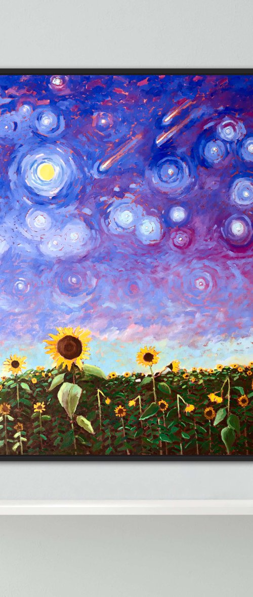 Ukrainian sunflowers in the dark by Volodymyr Smoliak
