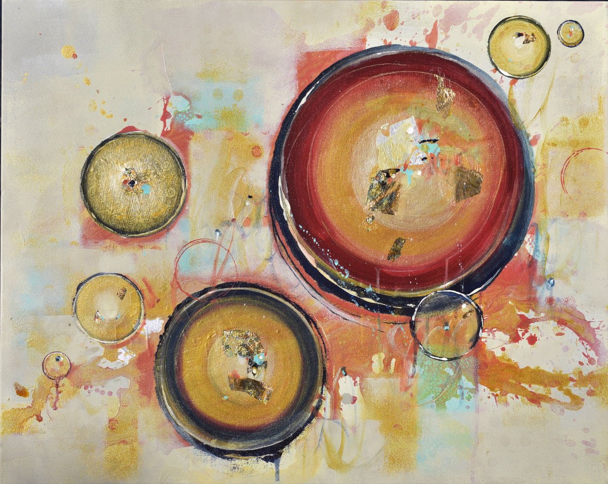 Geometric Abstract Acrylic Painting By Cynthia Ligeros, 30 X 24, Finding Serenity, Original Artwork