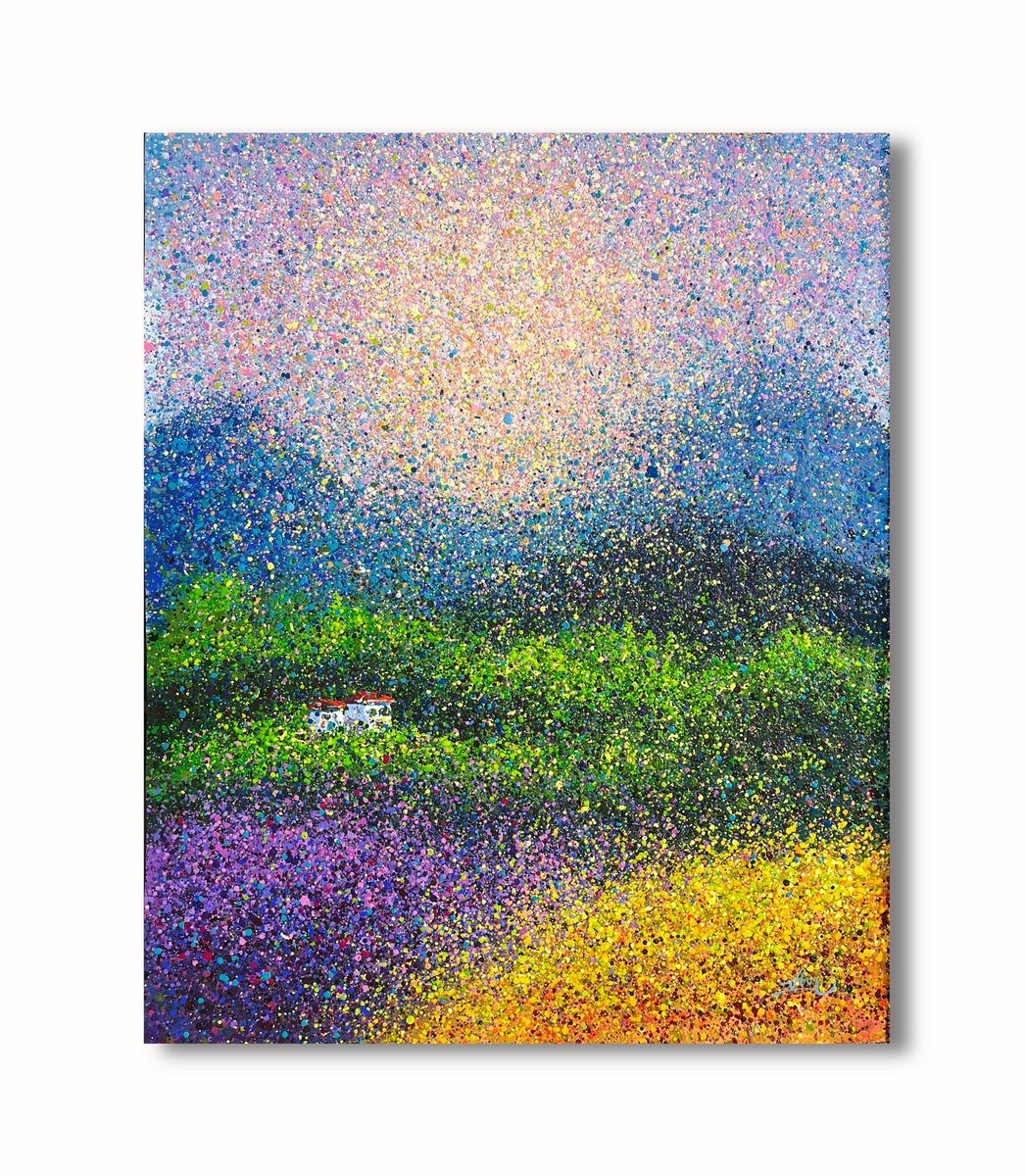 Impressionistic Landscape Acrylic Painting By Nadiia Antoniuk, 40 X 50", Where Dreams Meet, Original Artwork