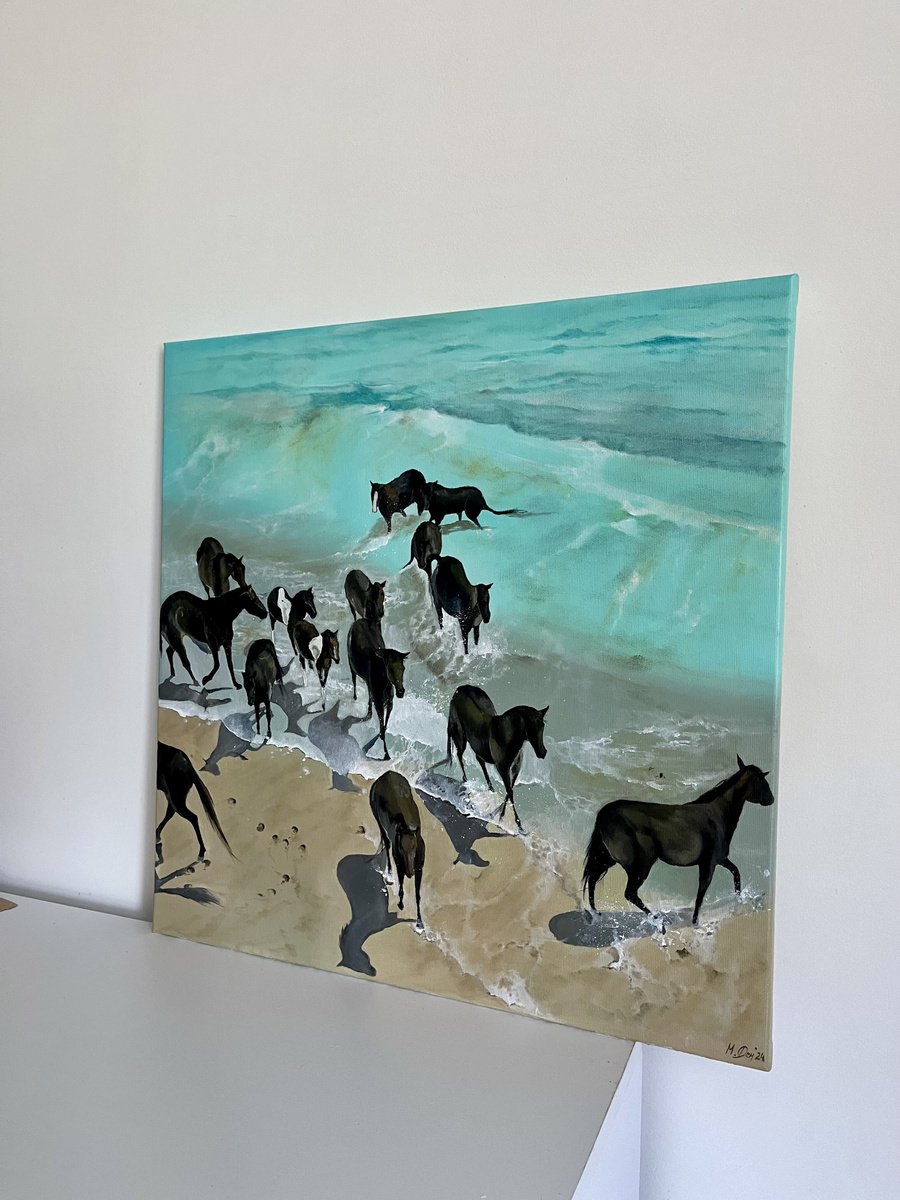 Wild horses 50x50 cm by Myroslava Denysyuk