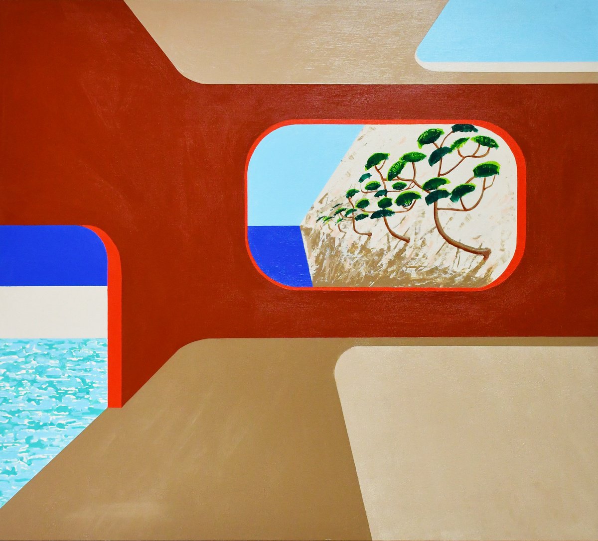 Organic Landscape Acrylic Painting By Zeljka Paic, 39 X 35", Escape X, Original Artwork