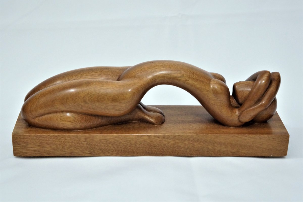 Nude Woman Wood Sculpture ECSTASY by Jakob Wainshtein