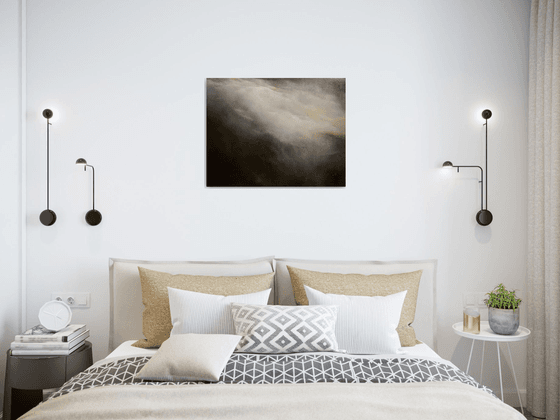 The beginning of time 50X64 cm  - gold particles original oil painting landscape gift modern urban art office art decor home decor gift idea