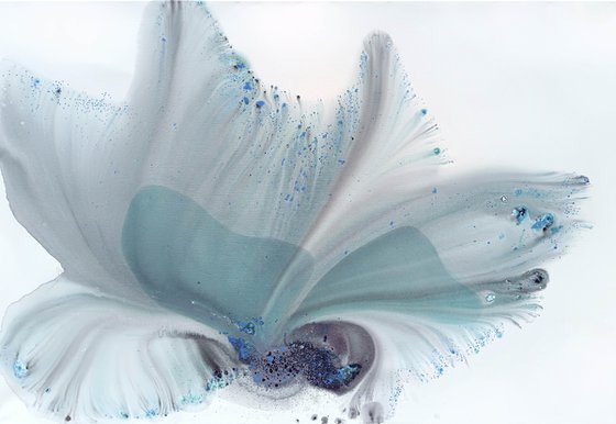 Nature 591 — Abstract Teal Feathered Bloom